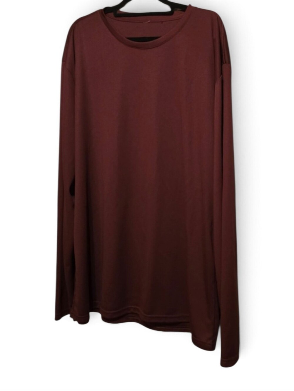 Men's Long Sleeve Crewneck Shirt - Burgundy Quick Dri